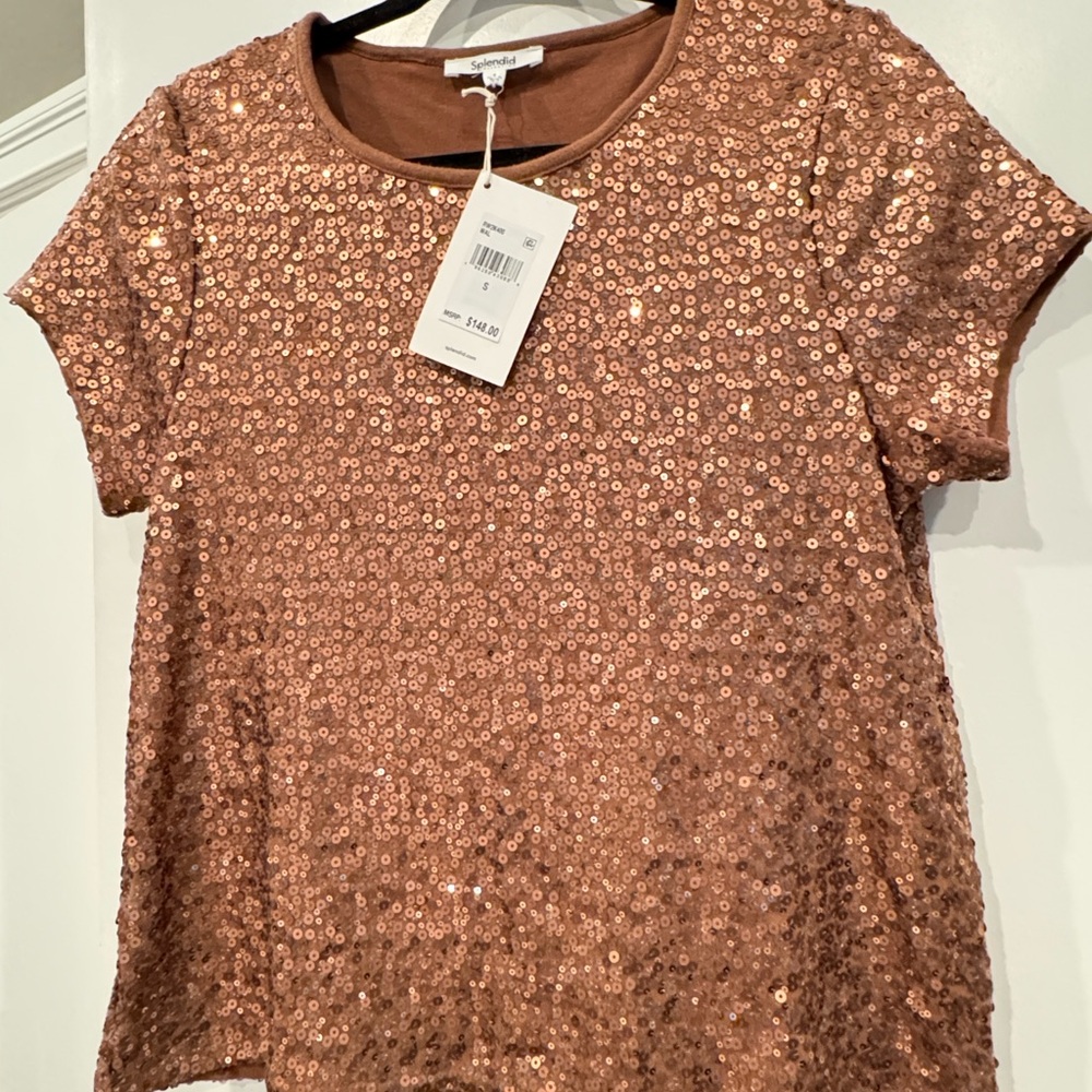 Splendid brand SO cute copper sequins top (small) bottoms (medium) outfit NWT